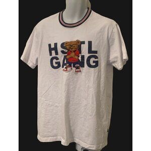 Hustle Gang Men Sportsmen Knit T Shirt Size LG White
